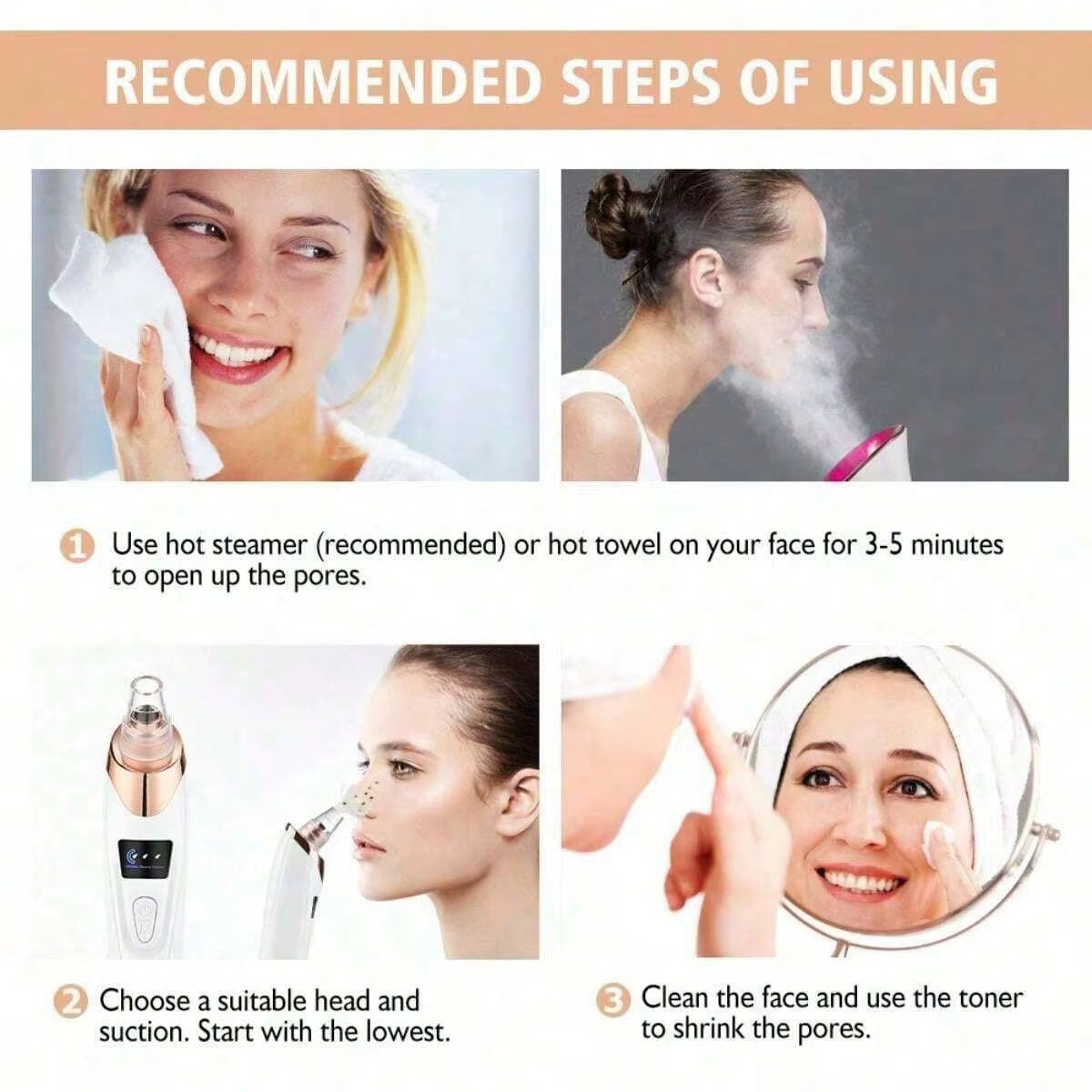 Facial Pore Vacuum Cleanser – USB Rechargeable Blackhead & Pore Suction Tool for Deep Cleansing and Gentle Exfoliation